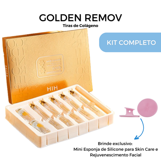 10% OFF - Golden Remov - Tiras de Colágeno + Mini Esponja de Silicone para Skin Care